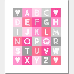 Pink grey Alphabet art decor pattern Posters and Art